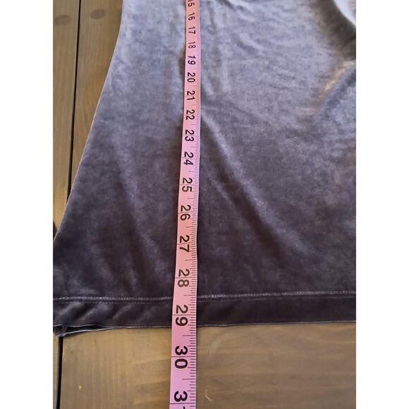 Lands' End Crushed Velvet Top Women's Sz M  Gray Draped neck Long Sleeve Popover - Picture 9 of 11